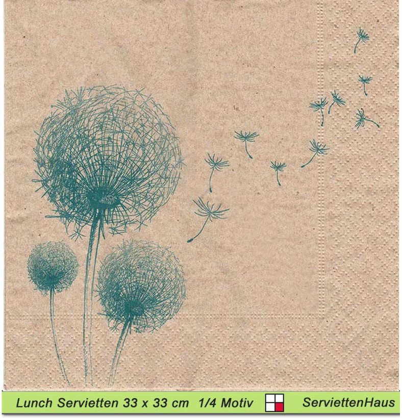 Naturals - Pusteblume auf Naturpapier - 1 Lunch Serviette